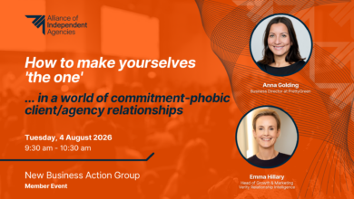 How to make yourselves “the one” in a world of commitment phobic client/agency relationships- New Business Action Group, 4th August 2026